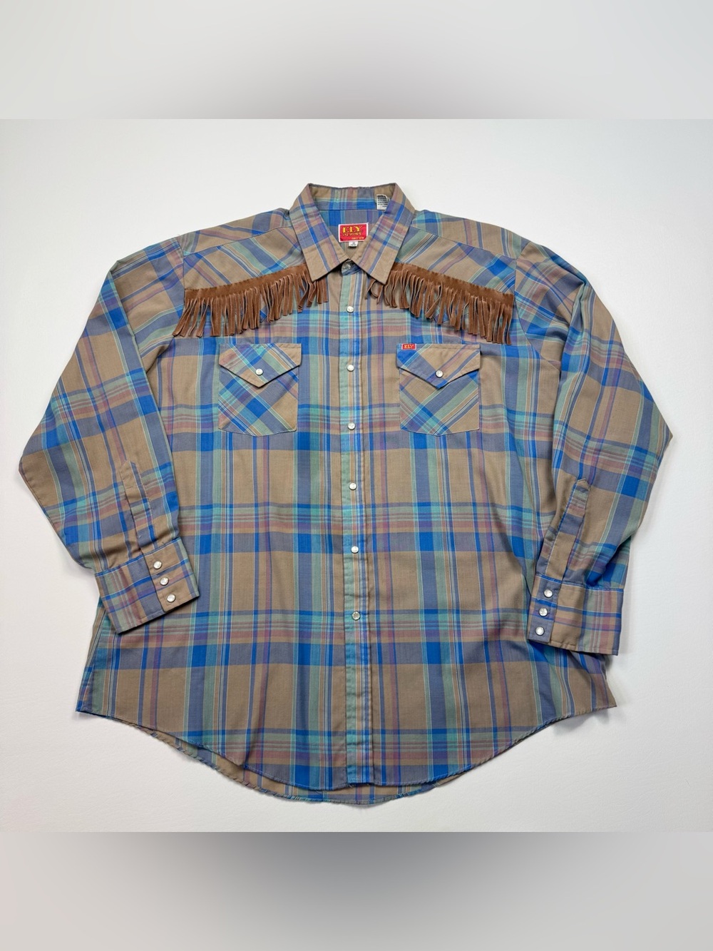 Men’s Vintage Ely Plains Pearl Snap Western Style Button Down Shirt Size 18